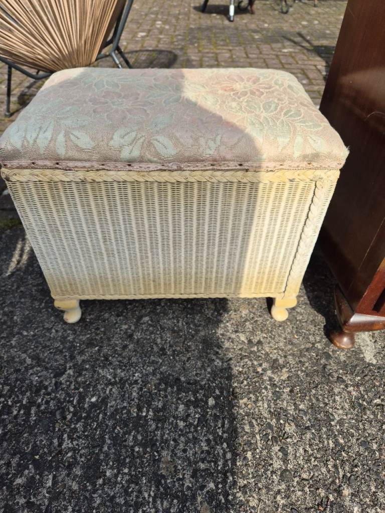 Vintage Retro Lloyd Loom Style Ottoman Blanket Box 
