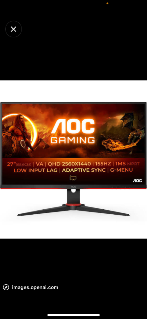 AOC Q27G2E/BK 27" QHD 155Hz Gaming Monitor with Original Box