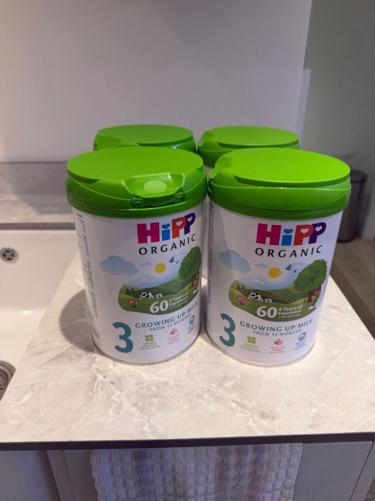 4 Tins HiPP Organic Growing Up Milk Stage 3 From 12 Months