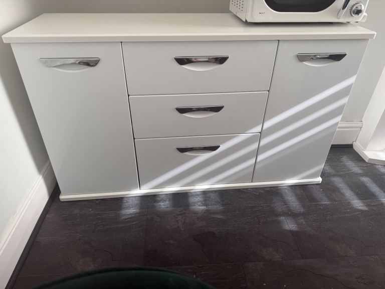  £295 BOTH 2 x Swift Neptune White High Gloss Large Sideboards