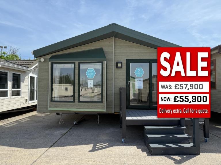 40x20ft 3 Bed Twin Lodge - DG, CH, Ensuite, New Carpet, Patio Doors - Offsite