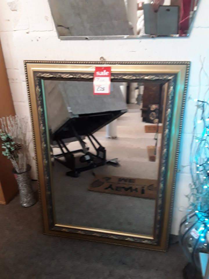 Vintage bevelled gold-effect wall mirror Low Cost Moves 2nd Hand Furniture STALYBRIDGE SK15 3DN