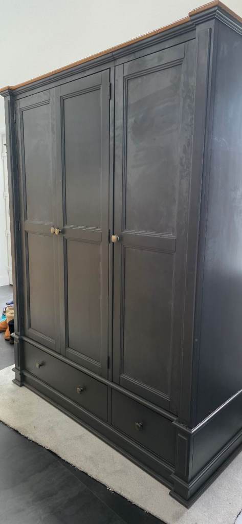 Lawson Oak and Charcoal Grey Triple Wardrobe