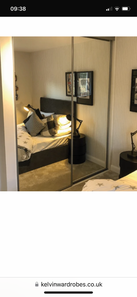 3 x Kelvin mirrored sliding wardrobe doors