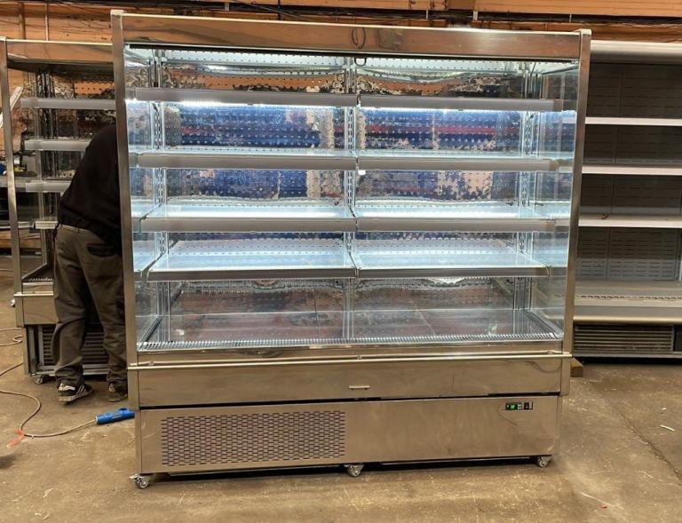 2m Stainless steel multideck open chiller display dairy cabiner