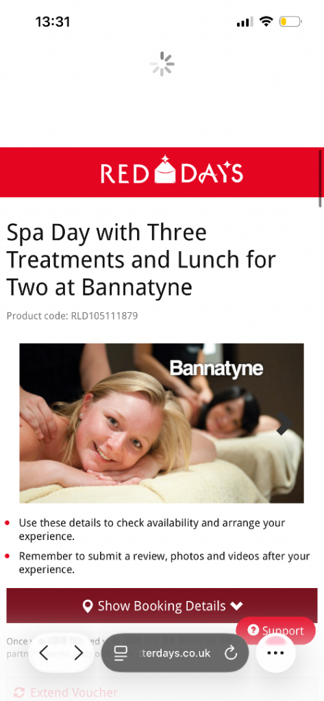 Spa Day with Three Treatments and Lunch for Two at Bannatyne