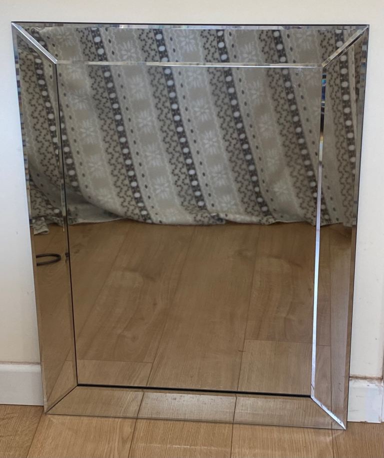 Square Bevelled Edge Wall Mirror – Good Condition