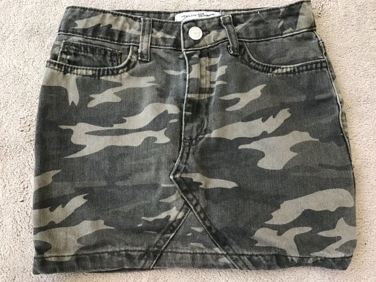 ‘New Look’ Girls Camo Denim Skirt, Age 9