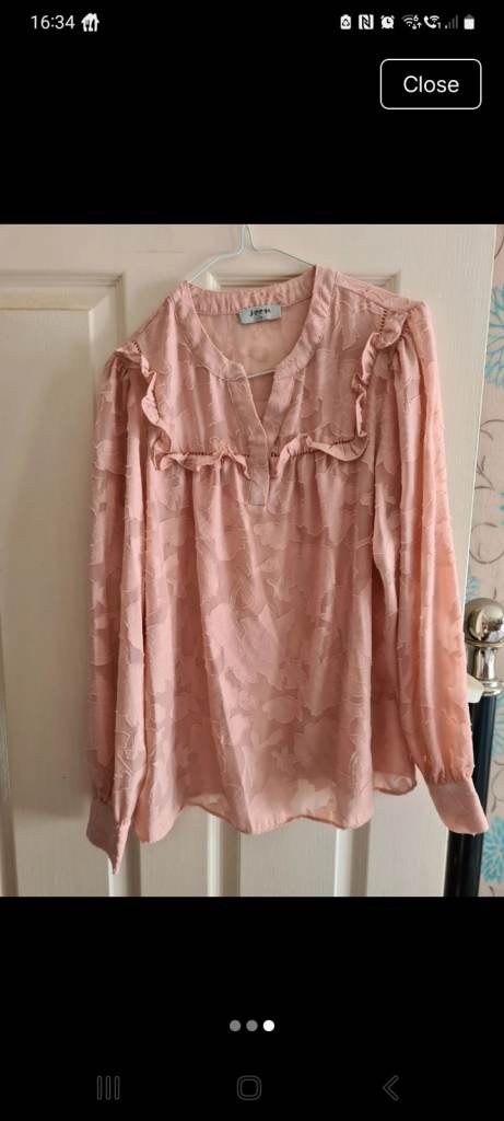 Soon Pink Ruffle Blouse Size M – Good Condition