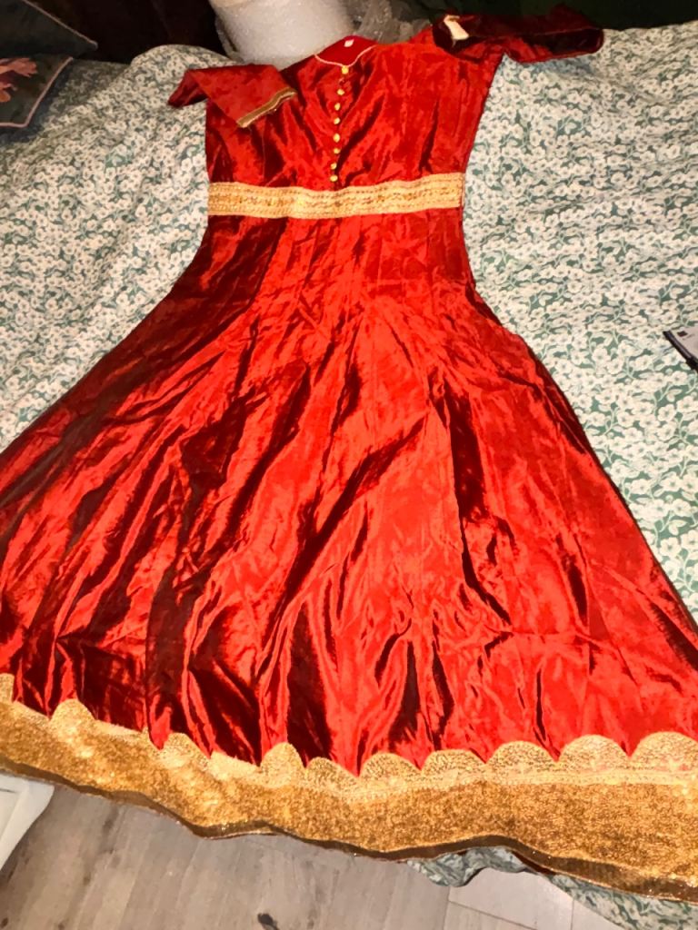 Asian long dress outfit with scarf 