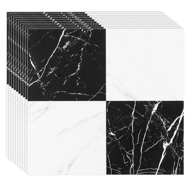 80pcs 40x Black + 40x White Square Marble Wall Tiles Self Adhesive 30x30x0.2cm Peel & Stick NEW