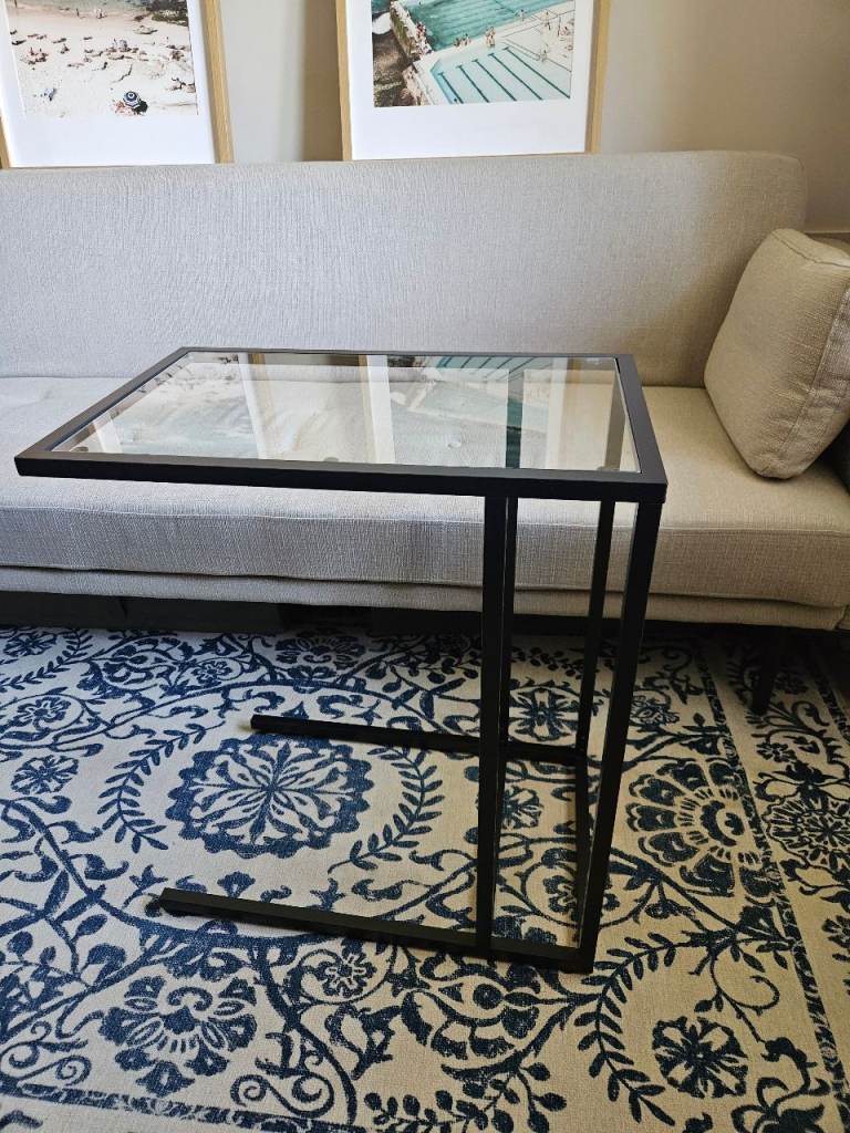 Black Metal and Glass Side Table – Great Condition