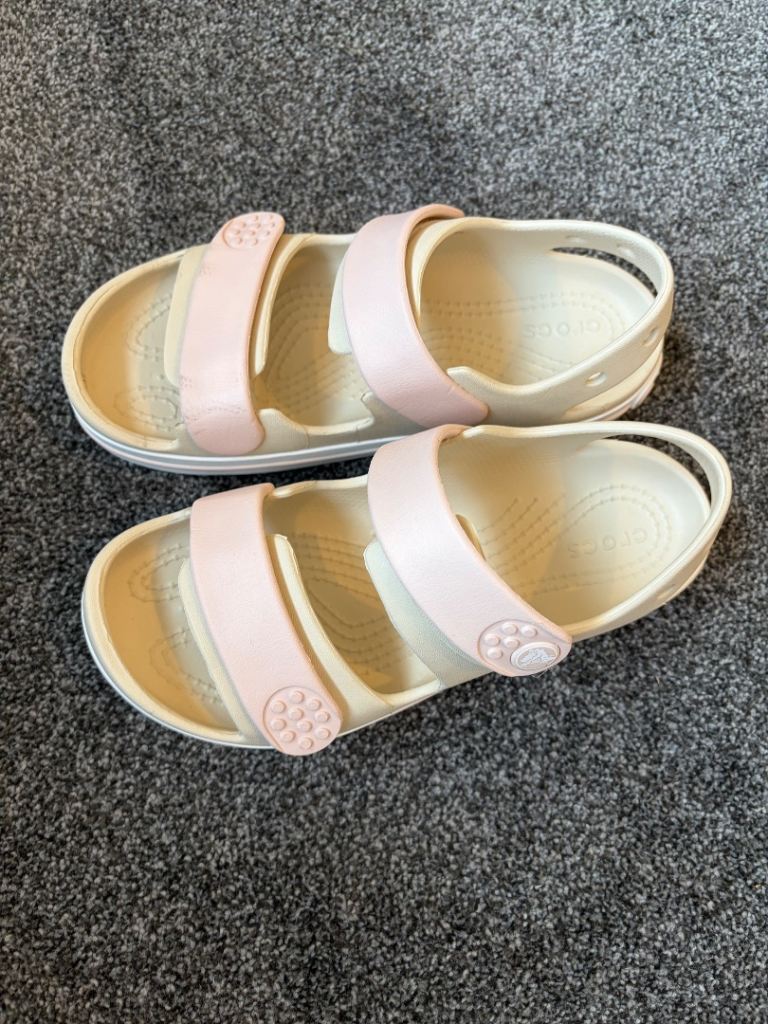 Crocs Kids Sandals J3 – Beige/Pink, Brand New with Tags