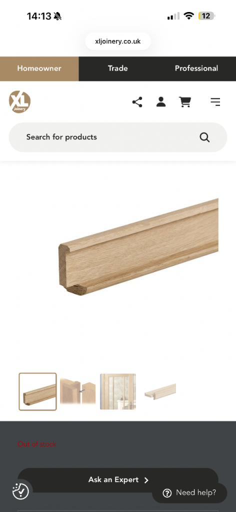 XL joinery oak pair maker for 35mm doors 