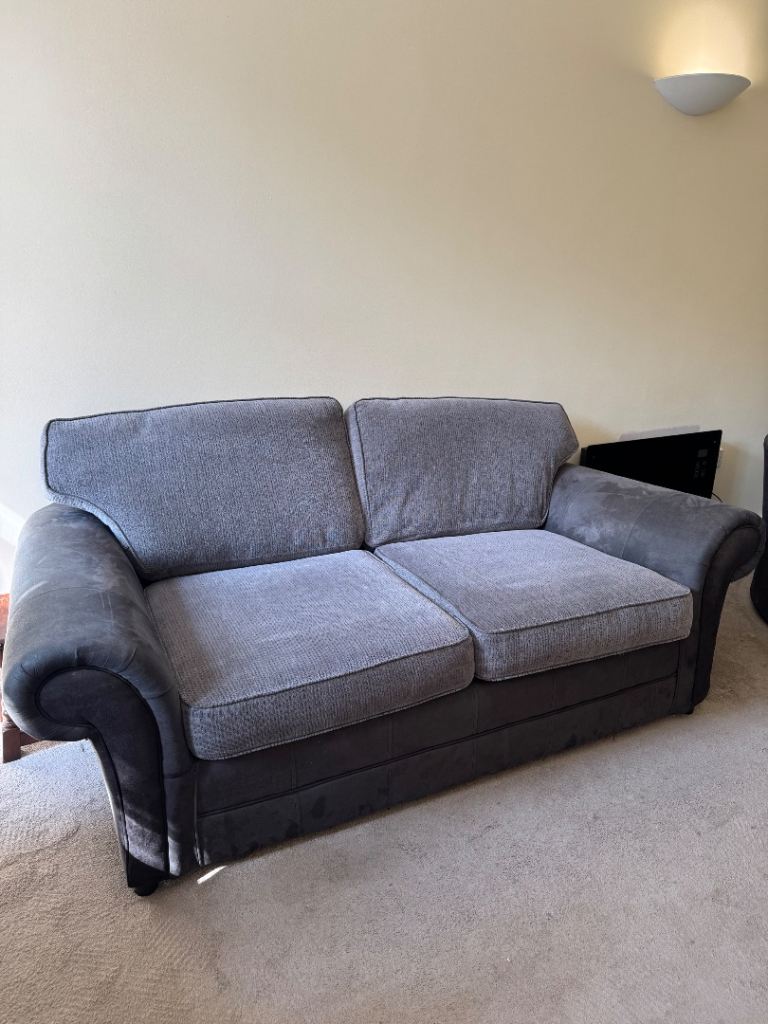 Comfortable Grey Sofa Bed and Matching Swivel Chair