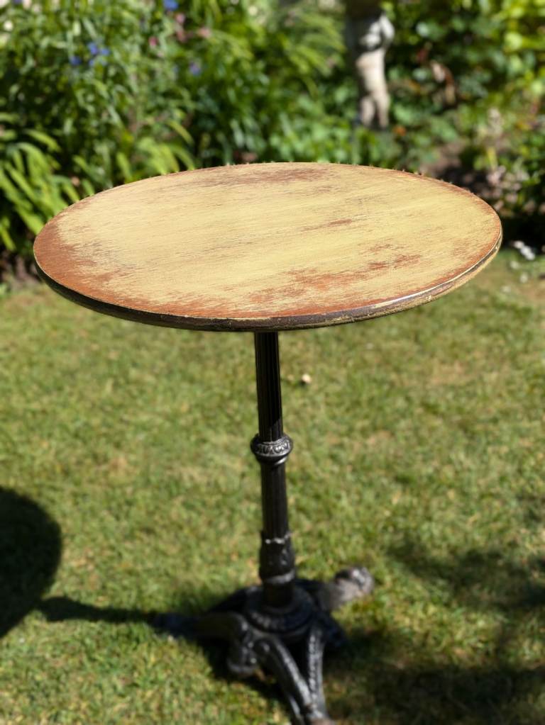 image for Shabby Cast Iron Base Pub/Patio Table.  Delivery Available.