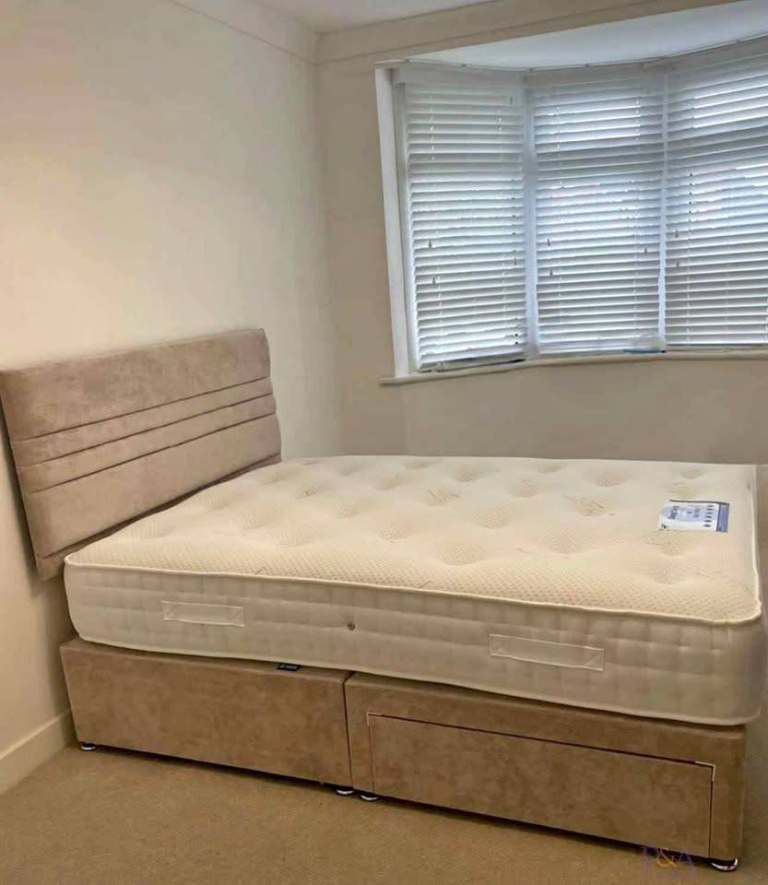 Brand New Panel Divan Double Bed with Drawers & Mattress - COD