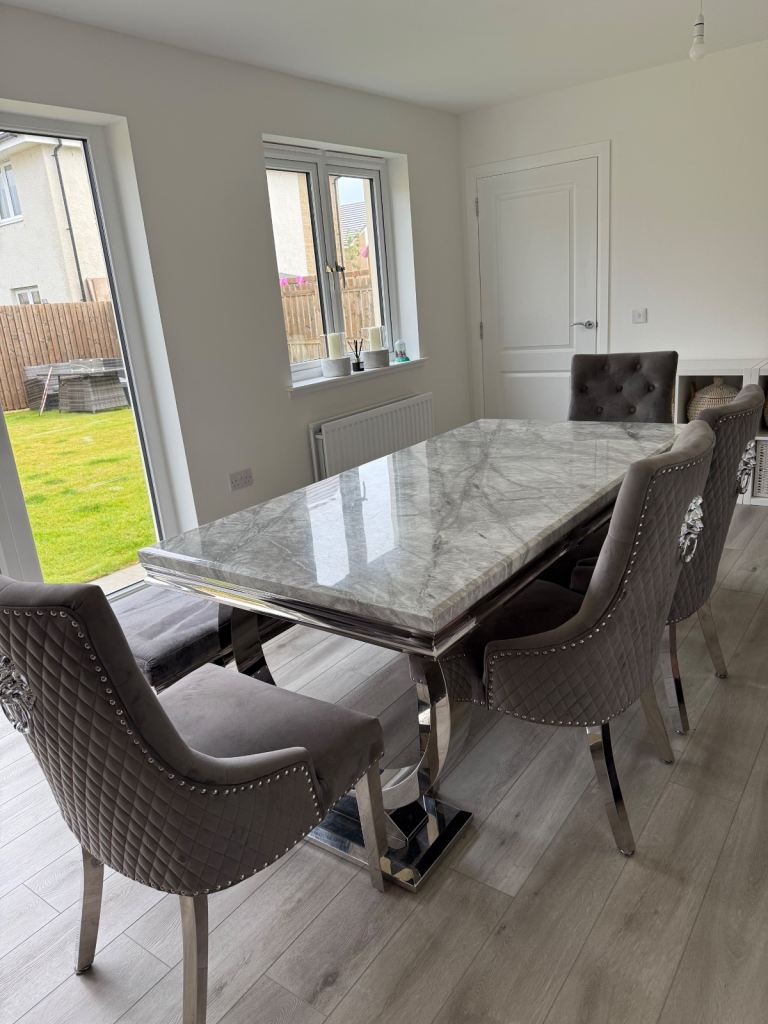 image for Marble top dining table and bench for sale