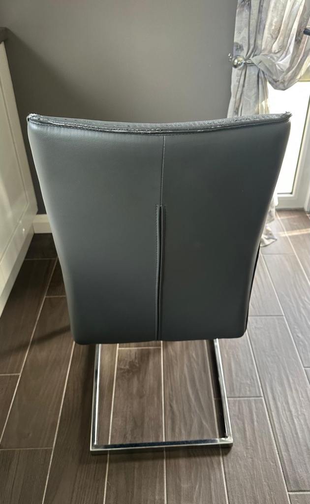Modern Grey @ Cream  Dining Chairs with Chrome