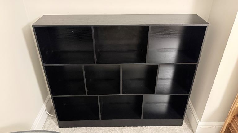 Black Combination Gamers Desk with Freestanding Storage Unit. Used