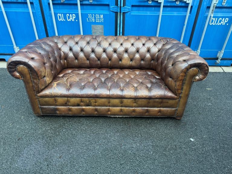 image for Stunning Antique Victorian Leather Chesterfield Sofa Possible Delivery 