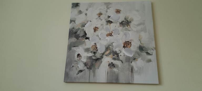 Dunelm White Abstract Floral Canvas