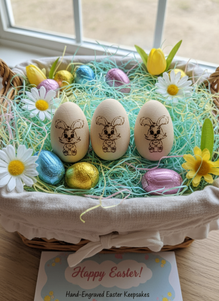 Laser Engraved Bunny Egg Set – Mini 1" Easter Keepsake (Set of 3)