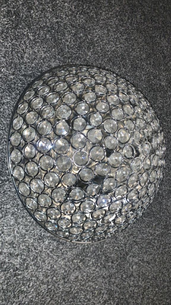 Crystal Ceiling Light Shade – Silver, Good Condition