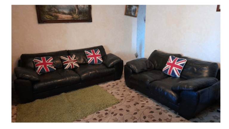 Beautiful Black Barker and Stonehouse really leather 3 seater and 2 seater sofa really nice quality