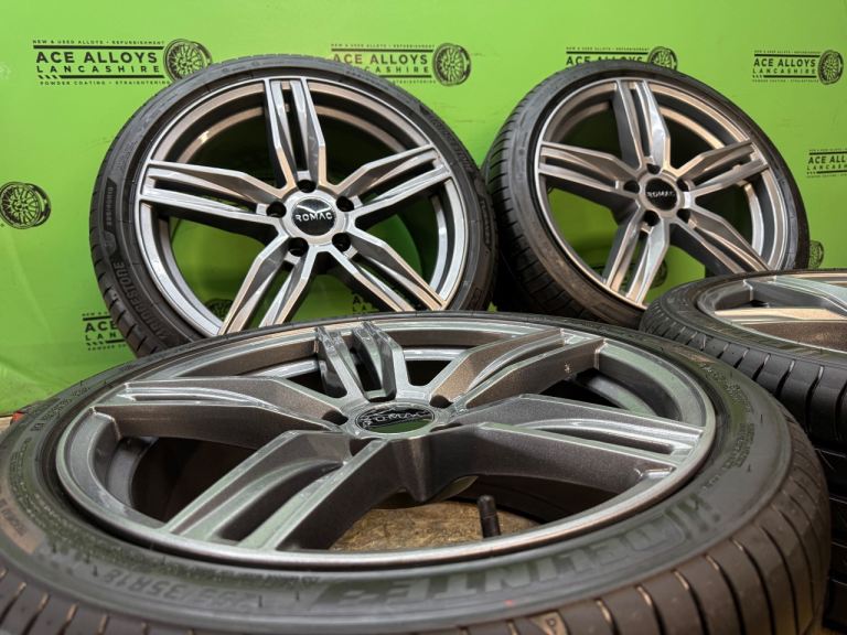 *REFURBISHED* ROMAC VENOM 18” 5x112 STAGGERED ALLOY WHEELS + TYRES MERCEDES C CLASS 