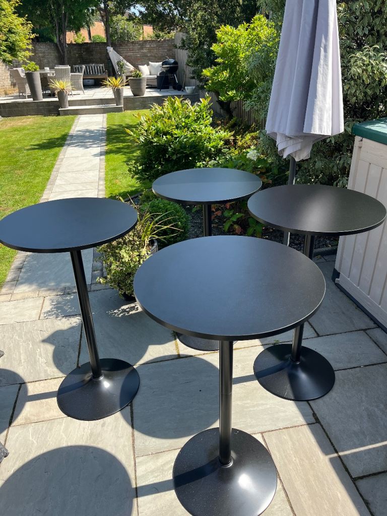 Cocktail/ poseur tables (4), perfect for indoor or outdoor party or BBQ