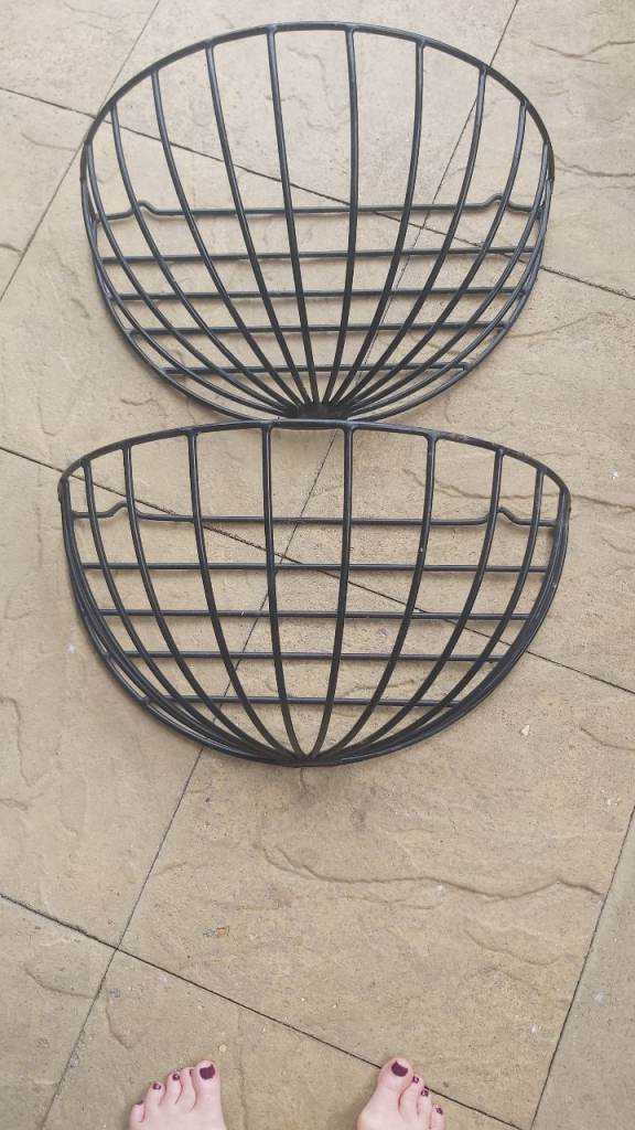Pair of Black Metal Wall Baskets - Good Condition