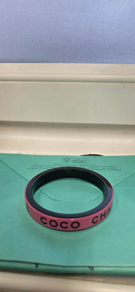 Authentic Chanel Acrylic Resin Pink & Black Bangle (VGC)