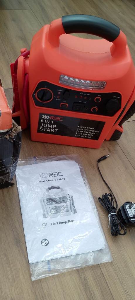 RAC 5in1 12v Jump Starter Battery Charger Battery pack, air compressor,12v DC,USB charging Boxed £30