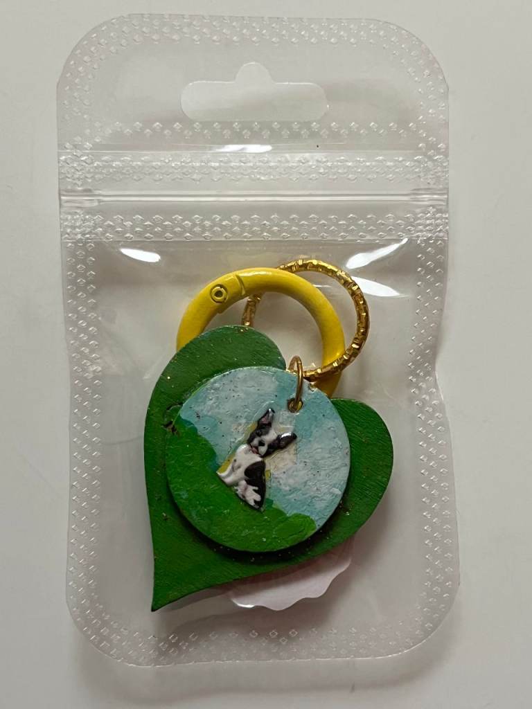 HAND CRAFTED KEY RING / BAG CLIP - BOSTON TERRIER