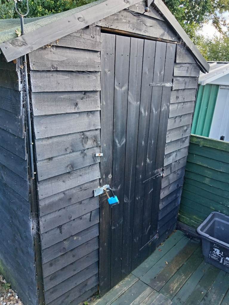 wooden shed. 