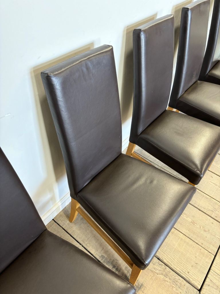 Set Of 5 Leather Dining Chairs 