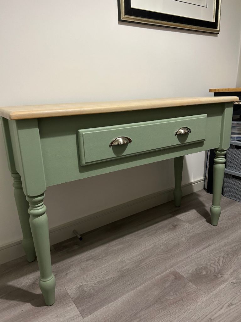Sage Green Solid Wood Console Table with Drawer
