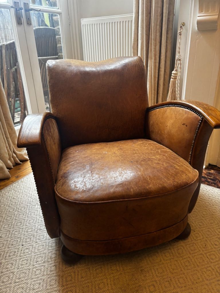 2 available vintage Danish Leather Club Armchair  Mid-Century – Kaare Klint / Børge Mogensen Style