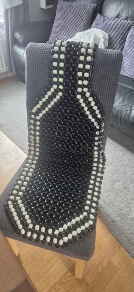 Black and White Beaded Car Seat Cover – Good Condition