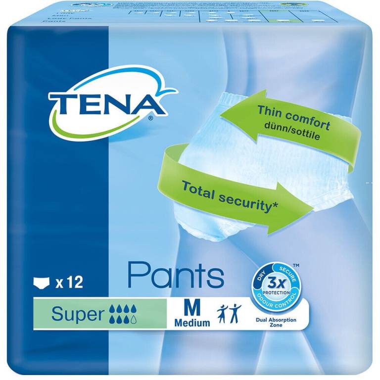 3 packs Tena Medium size pull up pants Super absorption level (12/pack)