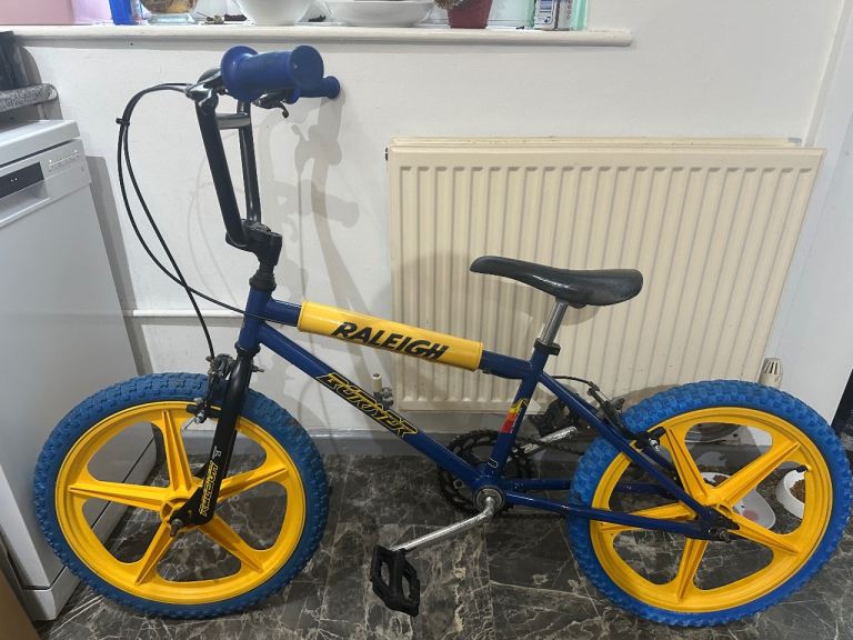 Raleigh Burner BMX Bike - Blue & Yellow, Good Condition