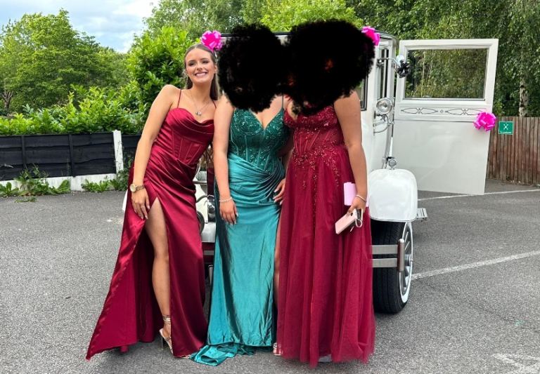 Red Satin Prom Dress – Size 8, Good Condition