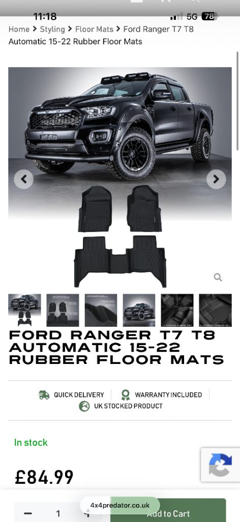 Ford ranger wildtrack floor mats 