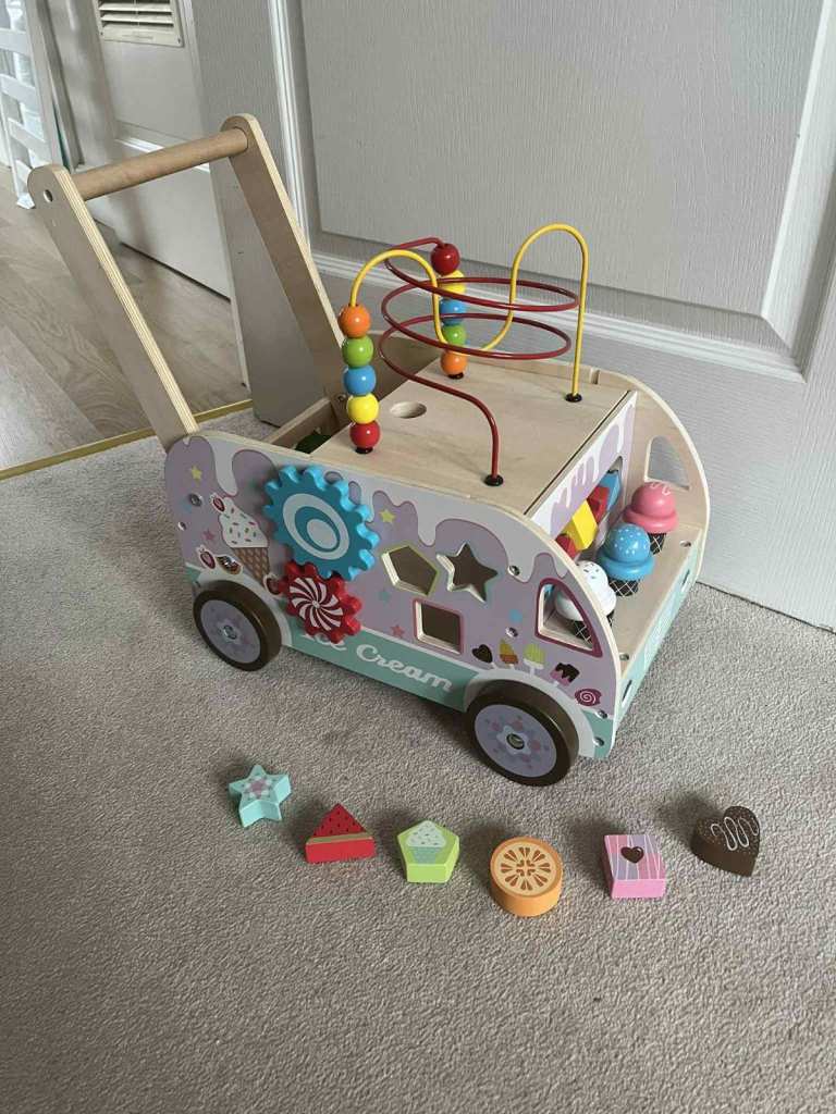 Smyths Squirrel Play Baby Wooden Play Ice Cream Wagon Truck