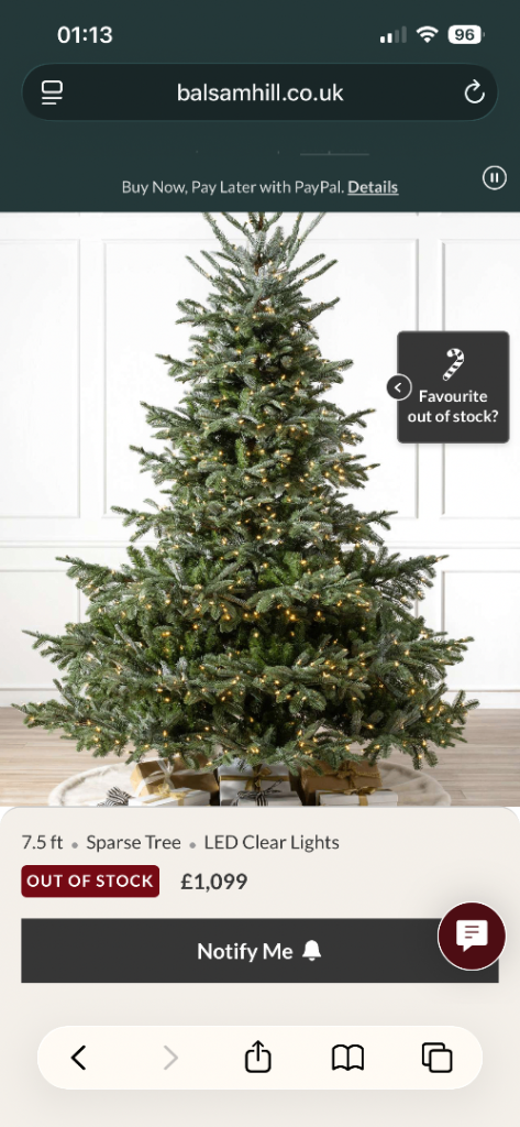 Balsam Hill European Fir Artificial Christmas Tree 