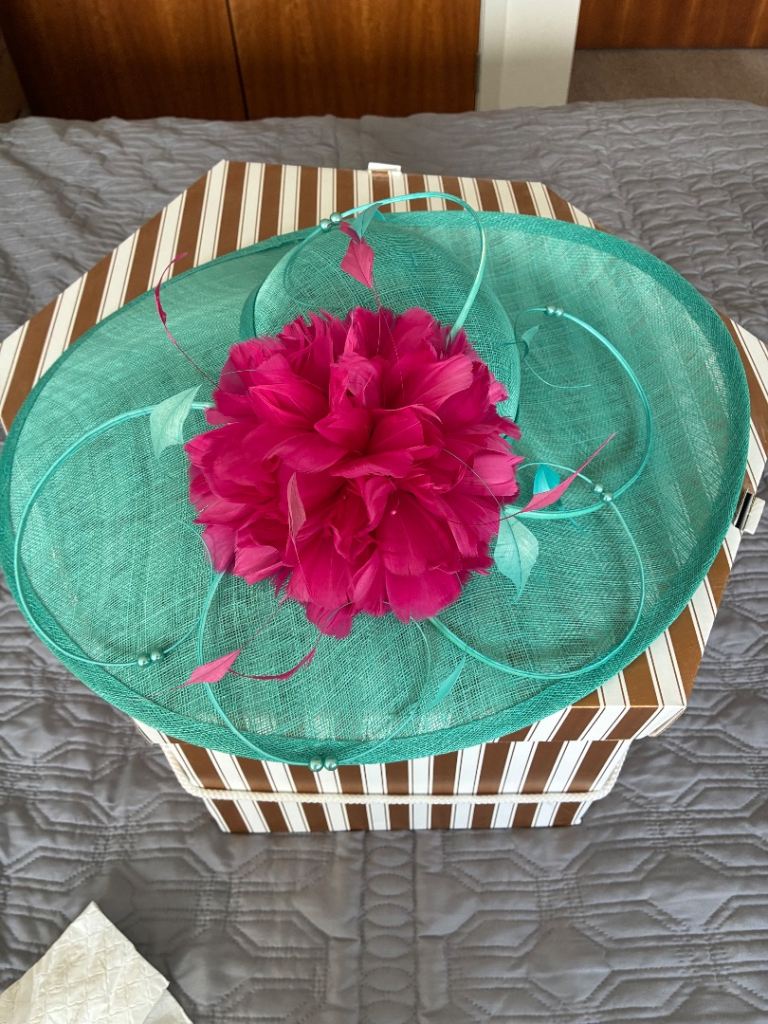 Stunning Teal and Hot Pink Occasion Hat – As New