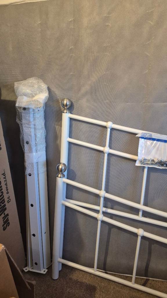 Double metal bed frame with slats