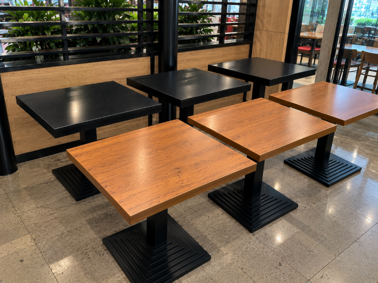 HEAVY-DUTY COMMERCIAL CAFÉ & RESTAURANT DINING TABLES – 70×70CM – 6 AVAILABLE