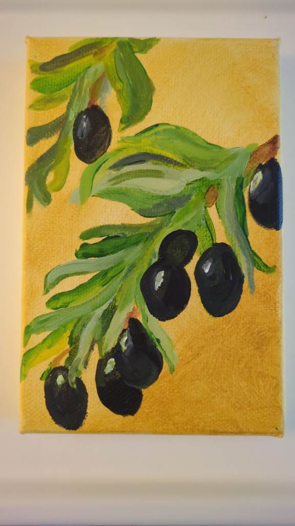 Acrylic painting on canvas.Pen for size Info